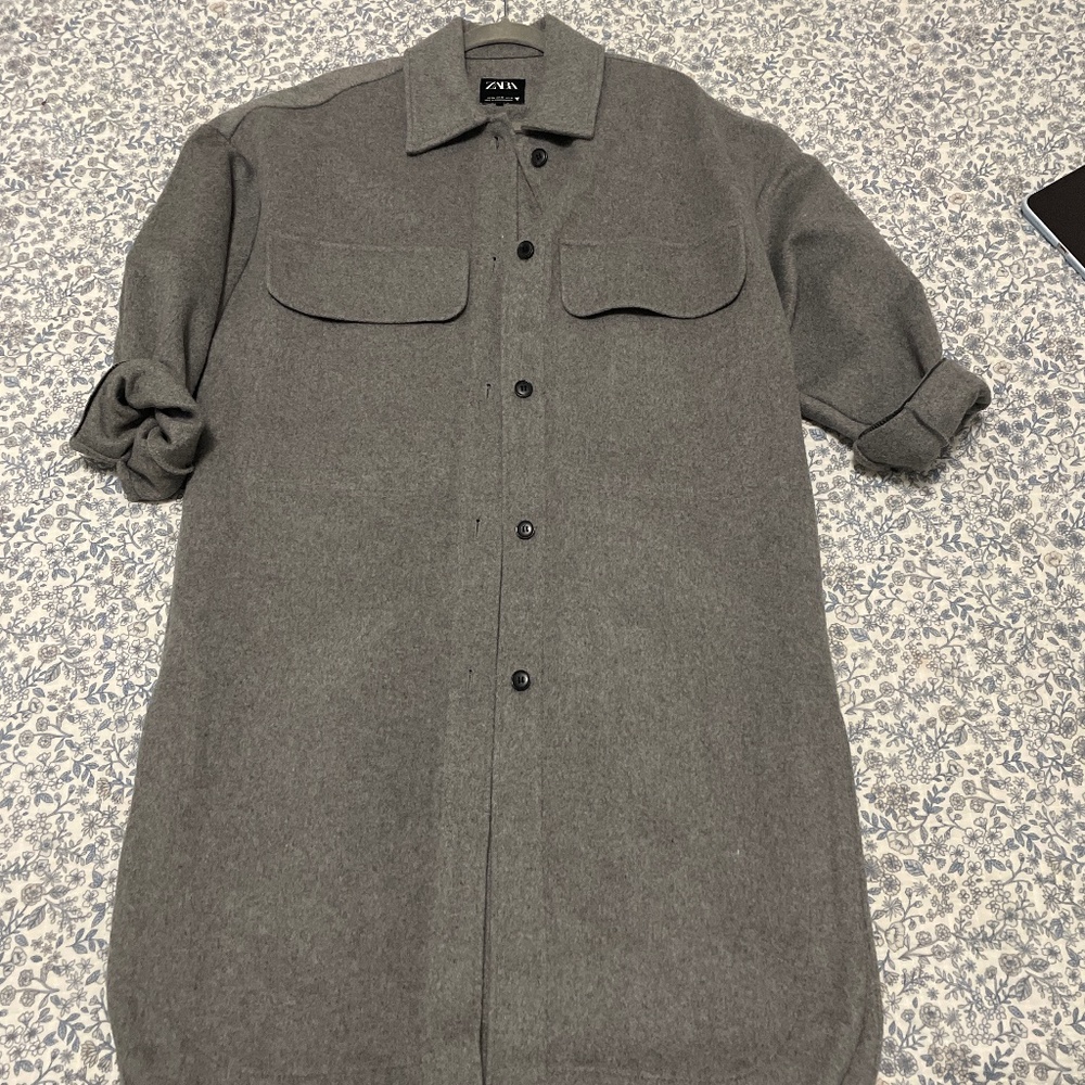 Gray Long Shirt Coat